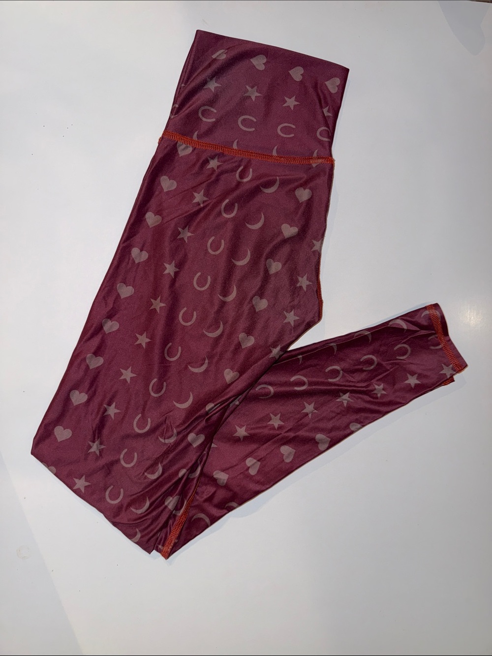 Women’s Teeki Burgundy Star & Heart Print Leggings